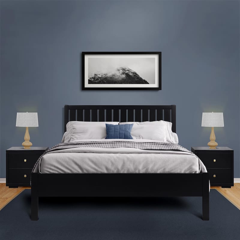 Graham Wooden Platform Bed with Slatted Headboard