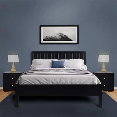 Graham Wooden Platform Bed with Slatted Headboard