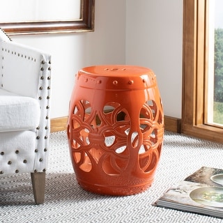 SAFAVIEH Imperial Orange Vine Glazed Ceramic Decorative Garden Stool