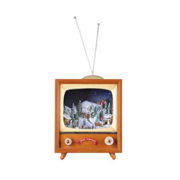 7.75" Icy Crystal Animated Musical Illuminated Christmas TV Figure - brown