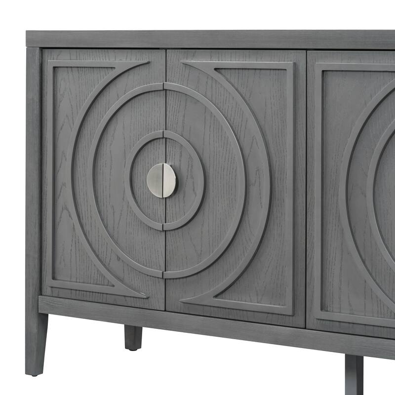 Retro Sideboard door with Circular Groove Design Round Metal Door Handle for Entrance, Dinning Room, Living Room