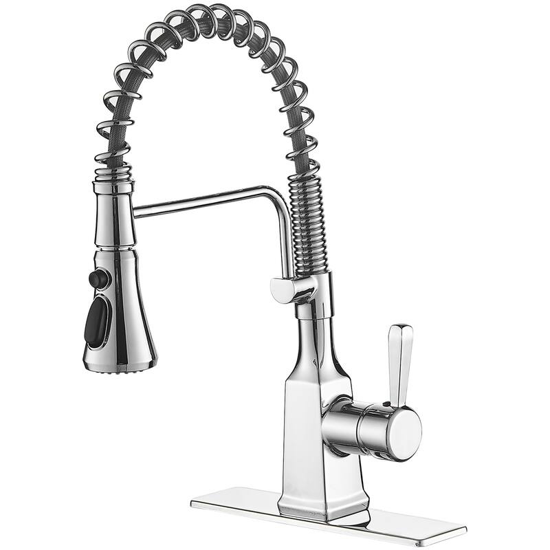 WIZ Single-Handle Pull-Down Sprayer 3 Spray High Arc Kitchen Faucet - Chrome/Clear
