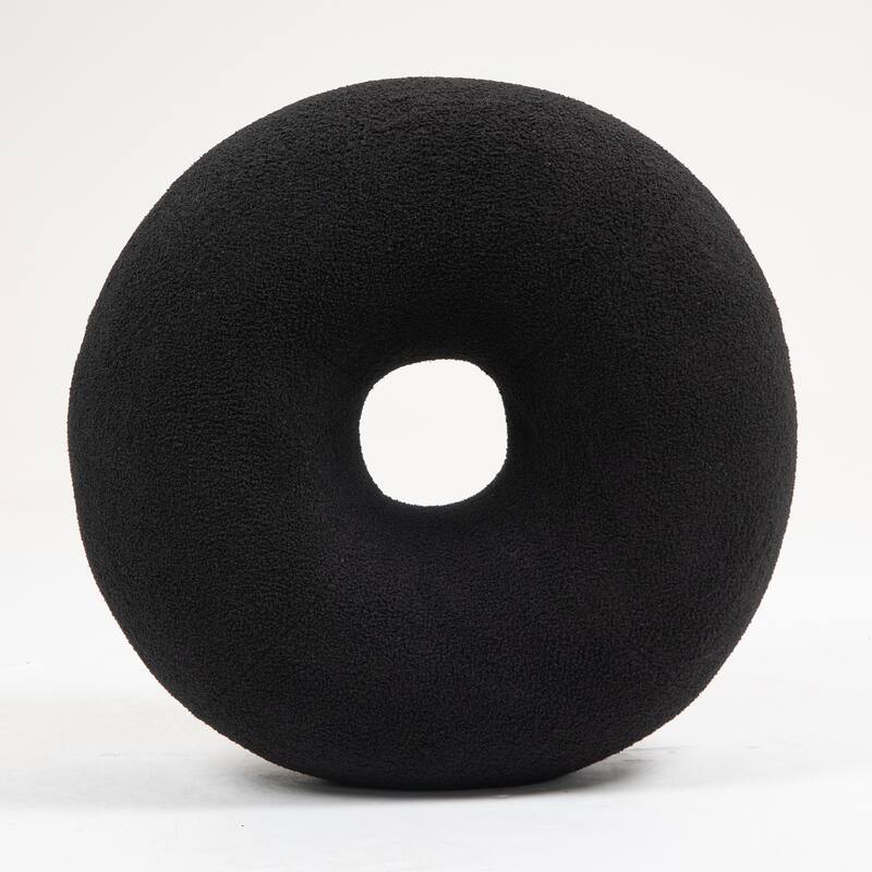 XINMICS 29.7" Donut Teddy Fleece Fabric Pouf Ottoman
