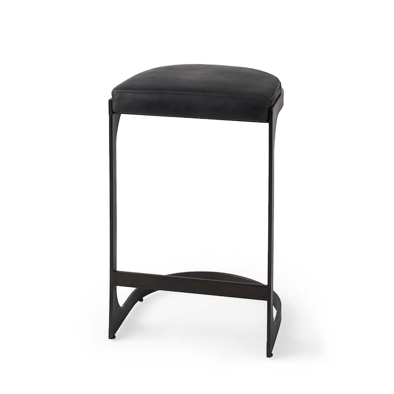 Faux Leather Backless Metal Bar Stools with Footrest