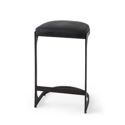 Faux Leather Backless Metal Bar Stools with Footrest