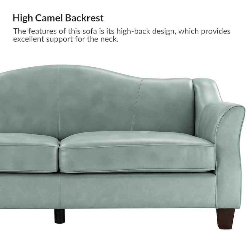 Sandra 81.5" Classic Genuine Leather Sofa With Solid Wood Legs By HULALA HOME