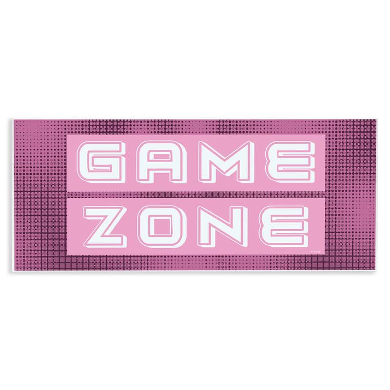 Stupell Retro Purple Game Zone Wall Plaque Art Design By Yass Naffas Designs - 17 x 7