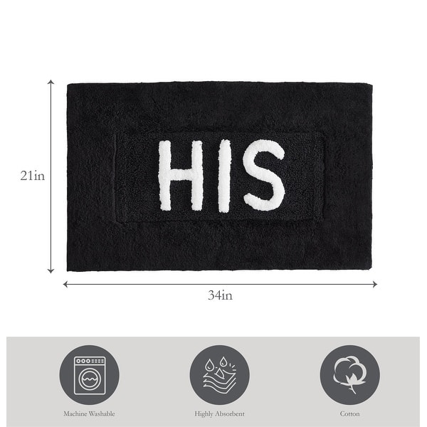 dimension image slide 2 of 10, Jean Pierre Novelty Cotton Bath Rug - 21"x34" - "His" & "Hers"