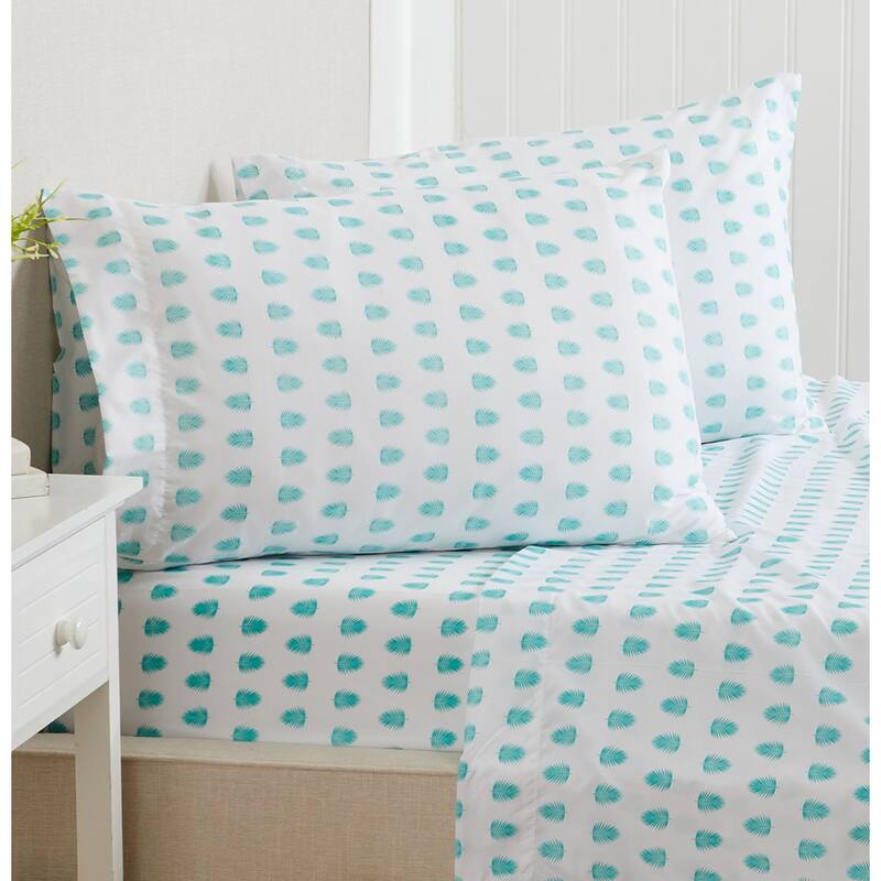 Premium Coastal Microfiber Sheet Set - Geometric Palm - Twin