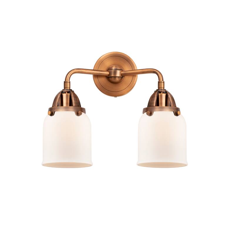 Innovations Lighting Nouveau 2 Bell - 2 Light 13" Bath Vanity Light - Antique Copper/Matte White