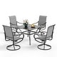 preview thumbnail 2 of 11, MAISON ARTS 5 Piece Patio Dining Set,4 Sling Dining Swivel Chairs and 37" Square Metal Table with 1.57" Umbrella Hole