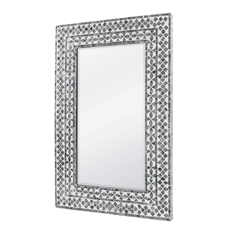 Mosaic Beveled Rectangular Wall Mirror - 35.75" - Gray and White