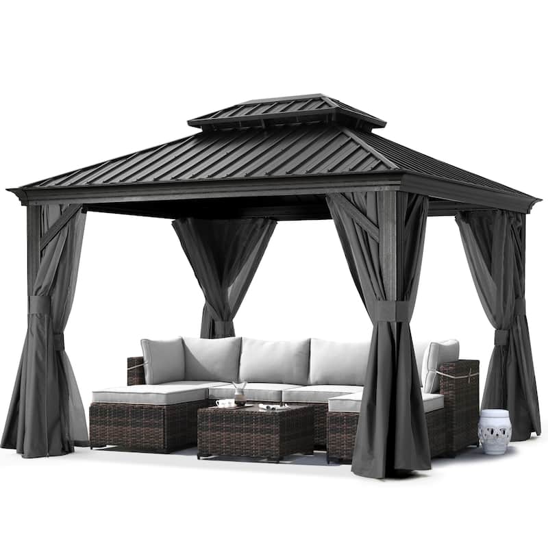 ABCCANOPY Outdoor Hardtop Gazebo with Galvanized Steel Double Roof