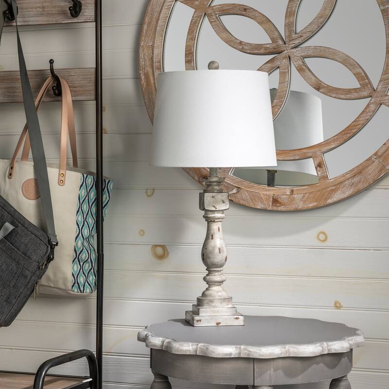 Ed Rustic Distressed Gray Table Lamp - 14"Rnd x 29"H