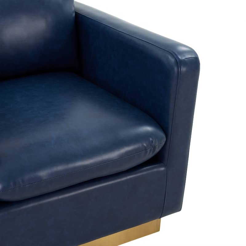 LeisureMod Nervo Modern Leather Accent Arm Chair With Gold Base - 32.75