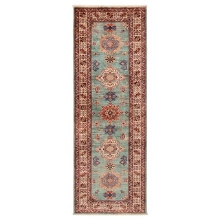 ECARPETGALLERY Hand-knotted Aryana Cyan Wool Rug - 2'5 x 6'9 - Bed Bath ...