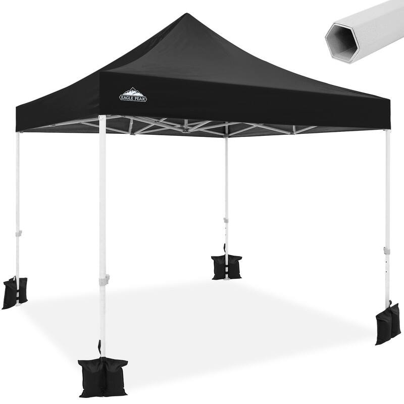 EAGLE PEAK 10x10 Heavy Duty Pop up Commercial Canopy Tent - Black