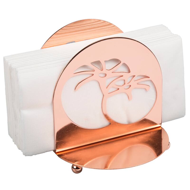 Creative Home Copper Plated Metal Napkin Condiment Holder with Tomato Motif