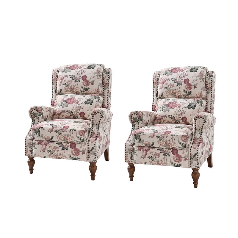 Terri Classic Cutaway Arms with Nailheads Manual Recliner for Living Room Set of 2 by HULALA HOME