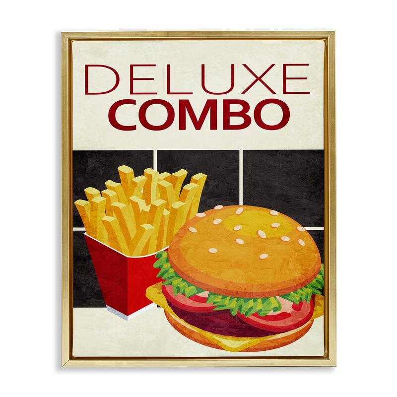 Stupell Deluxe Combo Fast Food Framed Floater Canvas Wall Art Design By Kim Allen - 17 x 21 - Gold