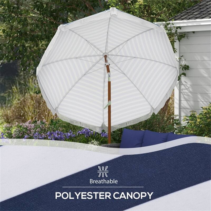 7ft Outdoor Wind-Resistant Umbrella with Adjustable Tilt and Glass Fiber Ribs Button Open