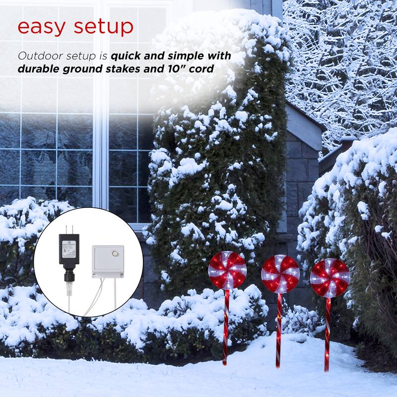 Alpine Corporation Holiday Décor Garden Stake with LED Lights, Multi-Pack