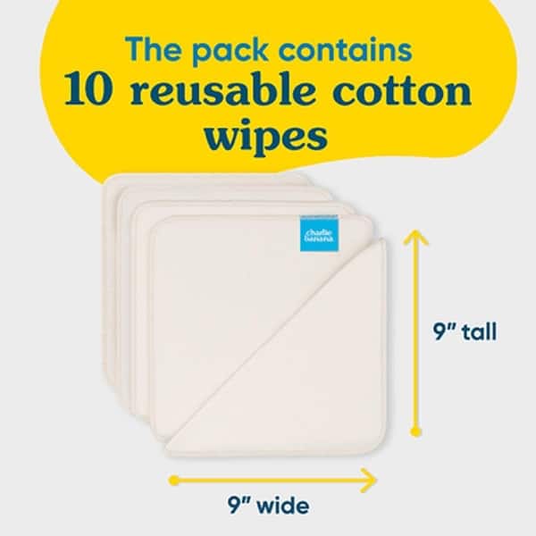 10 Organic Cotton Wipes - White