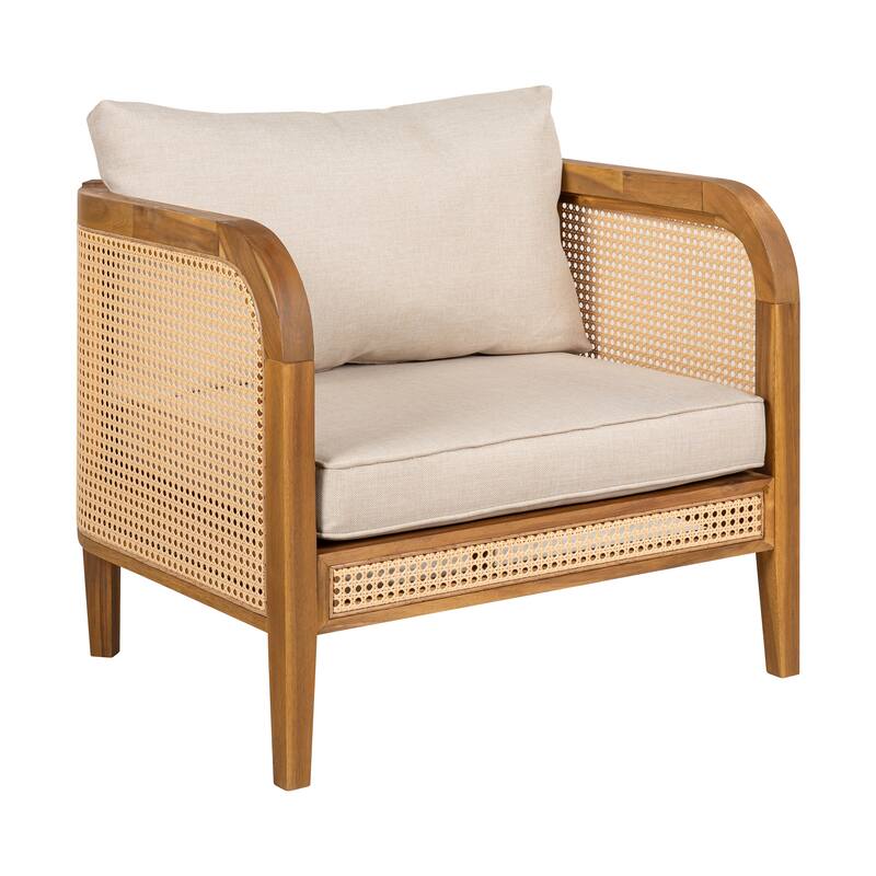 Christopher Knight Home - Isabella Outdoor Patio Acacia Wood Wicker Armchair with Cushions
