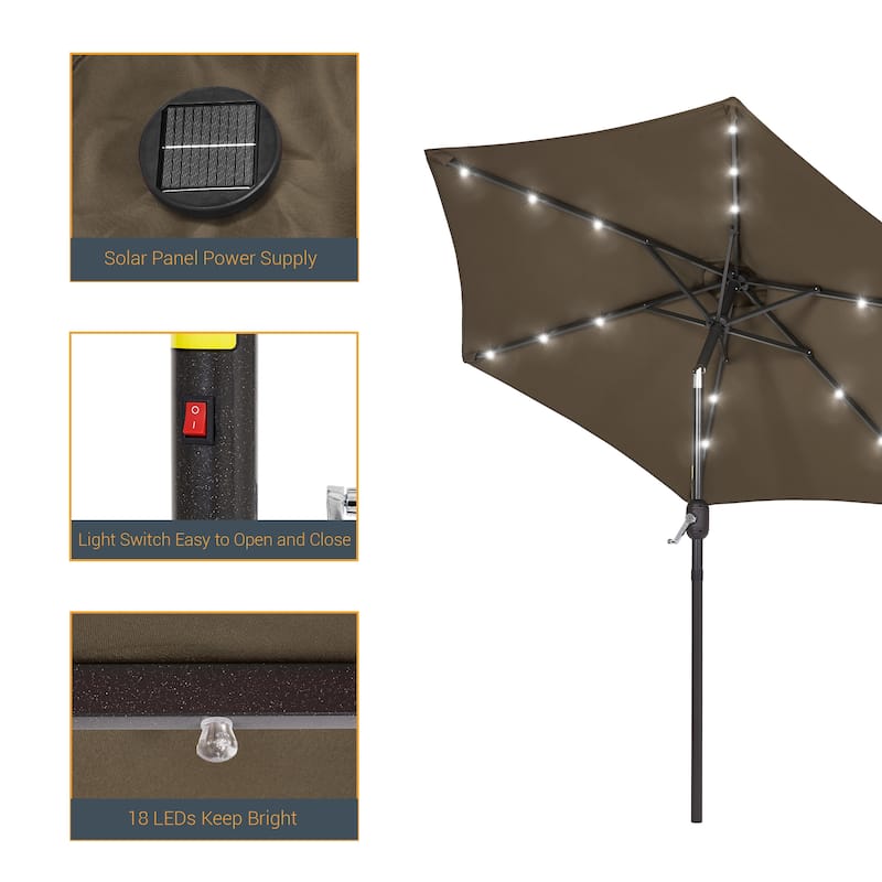 LIVOOSUN Patio 7.5 FT LED Market Umbrella,Table Umbrella w/Tilt Button