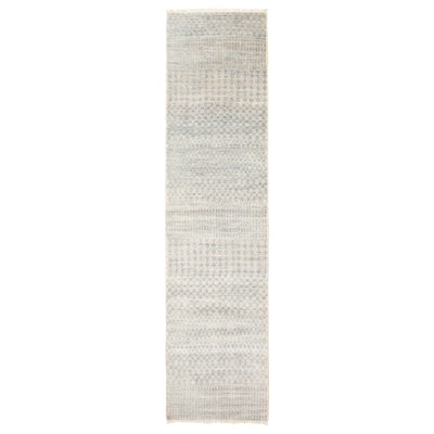 ECARPETGALLERY Hand-knotted Silk Shadow Dark Grey Viscose, Wool Rug - 2'6 x 9'10
