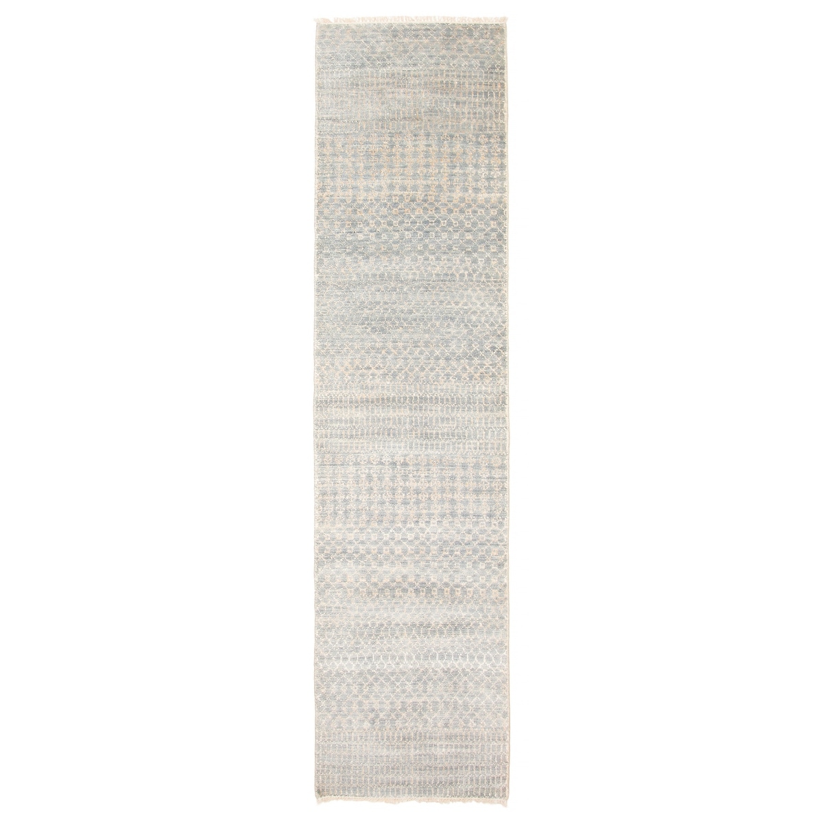 ECARPETGALLERY Hand-knotted Silk Shadow Dark Grey Viscose, Wool Rug - 2'6 x 9'10