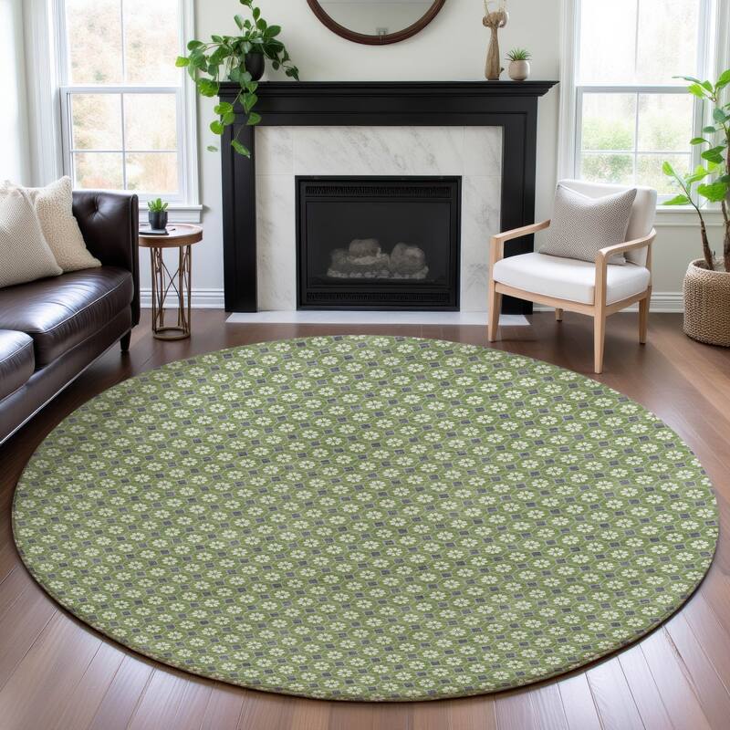 Premium Washable Super Soft Modern Imprints Mayfield Rug - Green - 8' x 8'
