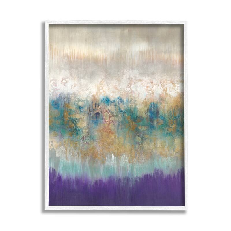 Stupell Elegant Purple Grey Gold Brush Stroke Abstract Painting Framed Giclee Texturized Art by K. Nari