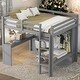 preview thumbnail 1 of 24, Wood Loft Bed Frame with Storage Shelves,1 Cabinet and 2 Drawers,Full Size White