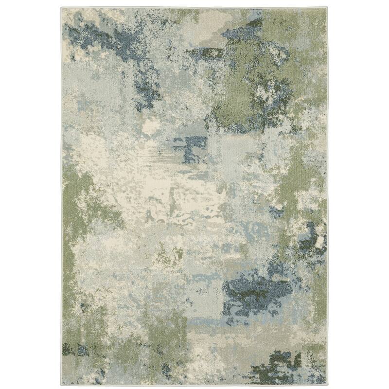 Style Haven Bassel Contemporary Abstract Blue/ Green Indoor Area Rug - 6' 7" x 9' 2" - Rectangle