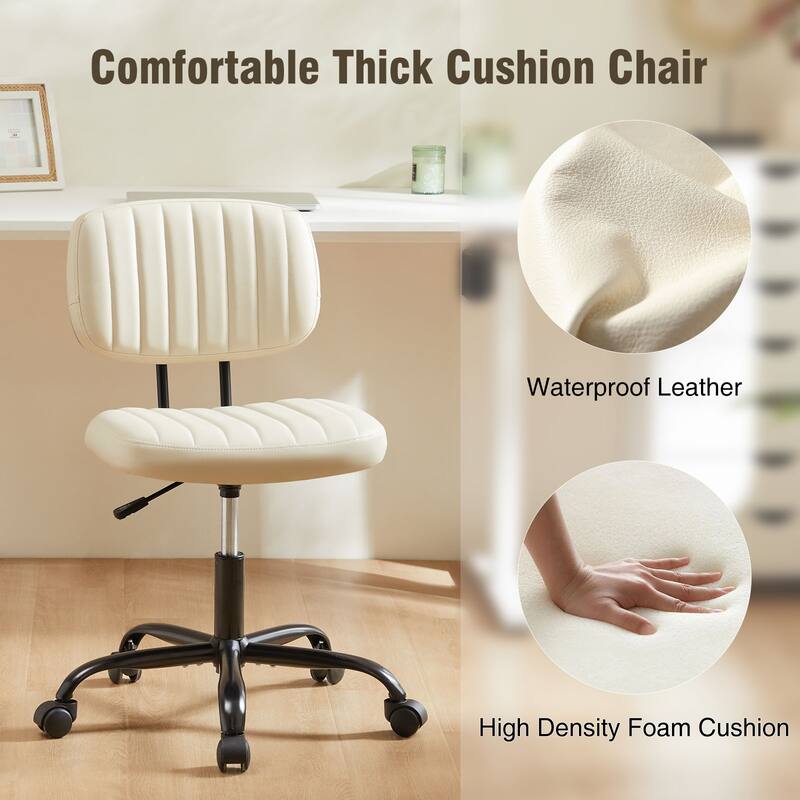 Low Back PU Leather Task Chairs with Adjustable Height & Smooth Swivel
