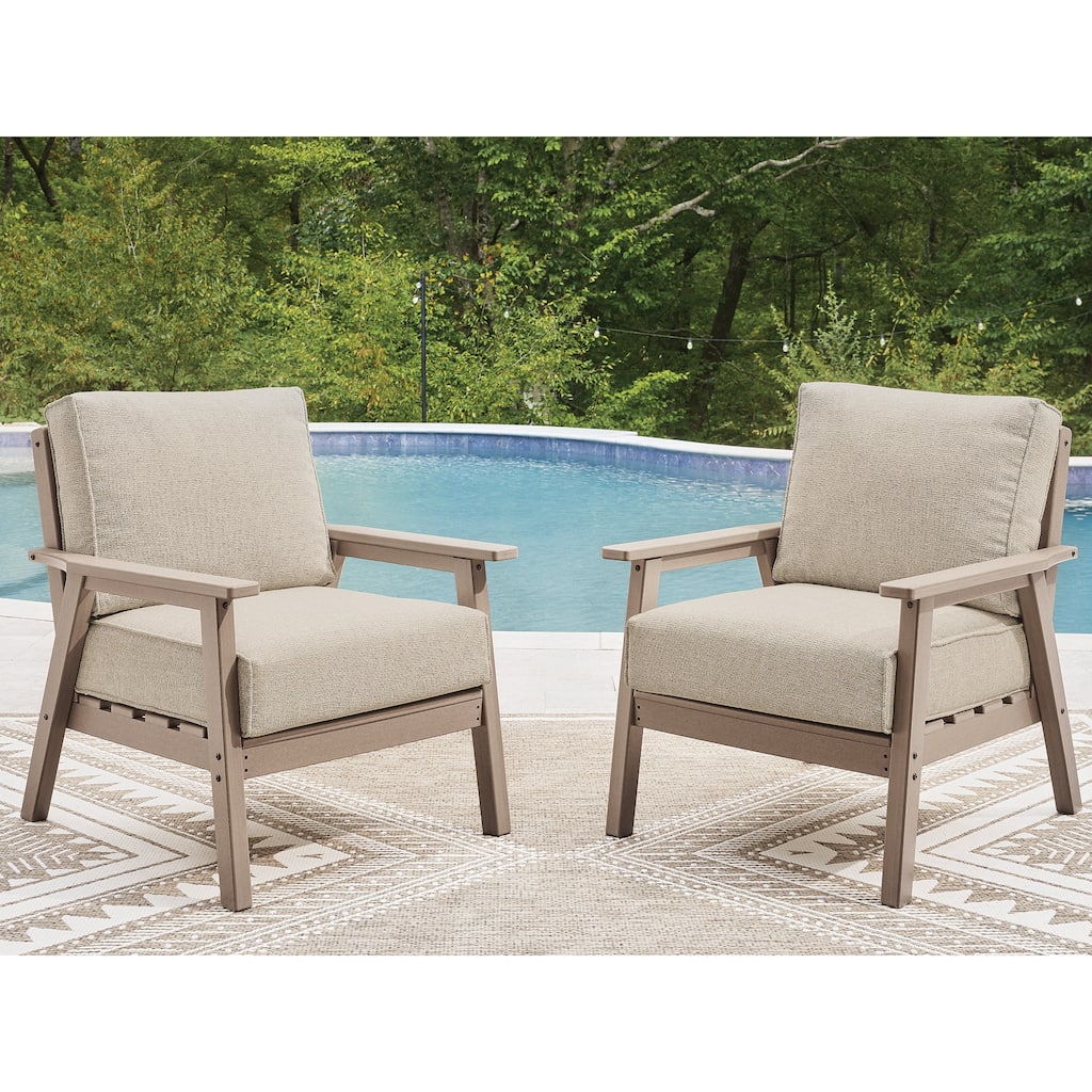 Signature Design by Ashley Cliffs Beach Gray/Brown Outdoor Lounge Chair with Cushion (Set of 2) - 30"W x 33"D x 34"H