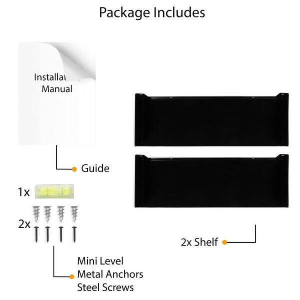 Wallniture Bali U Shape Floating Shelves Metal Bookshelf Wall Hanging