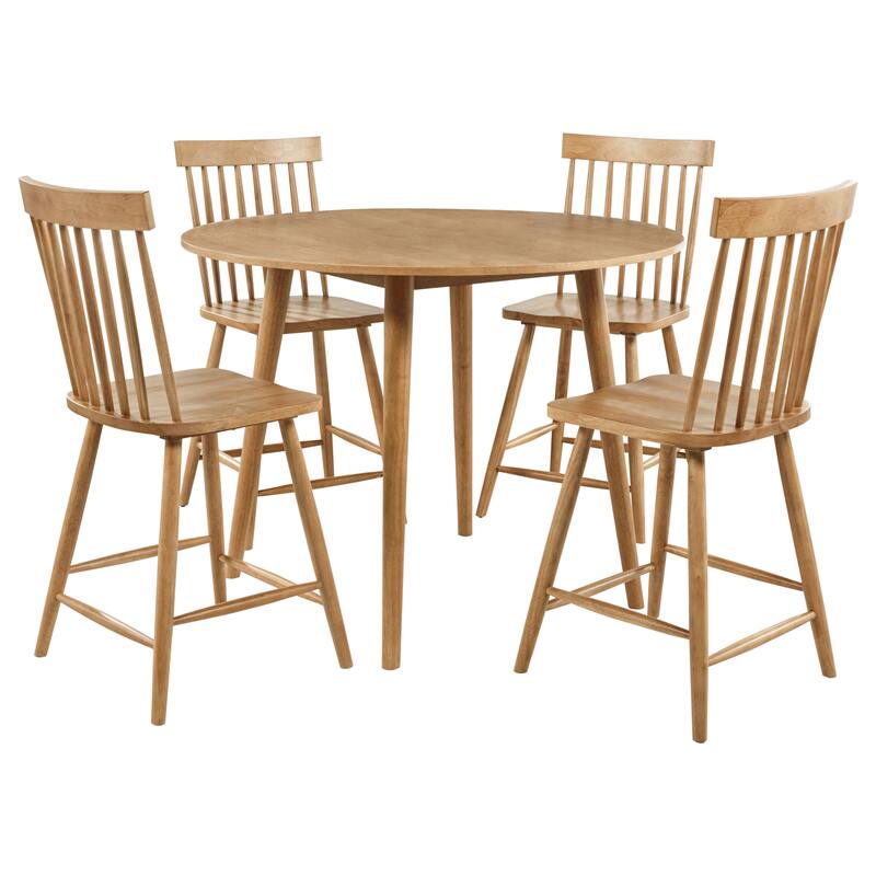 Andrews 5-piece Round Counter Height Dining Set - Light Ash