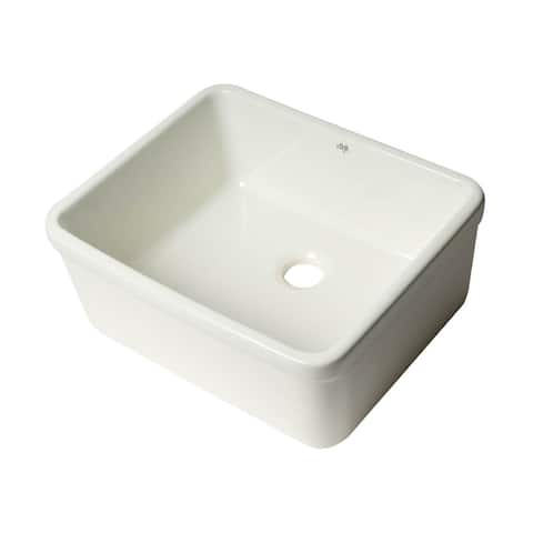 ALFI brand 20" Traditional Single Bowl Apron Fireclay Farmhouse Rectangular Kitchen Sink - White