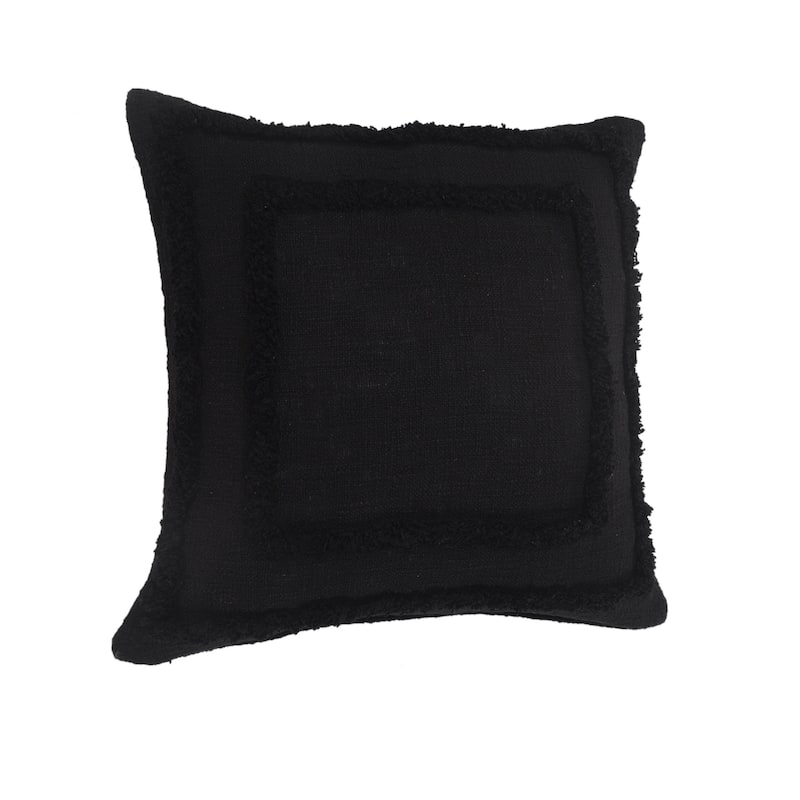 HomeRoots 20" X 20" Black 100% Cotton Geometric Zippered Pillow