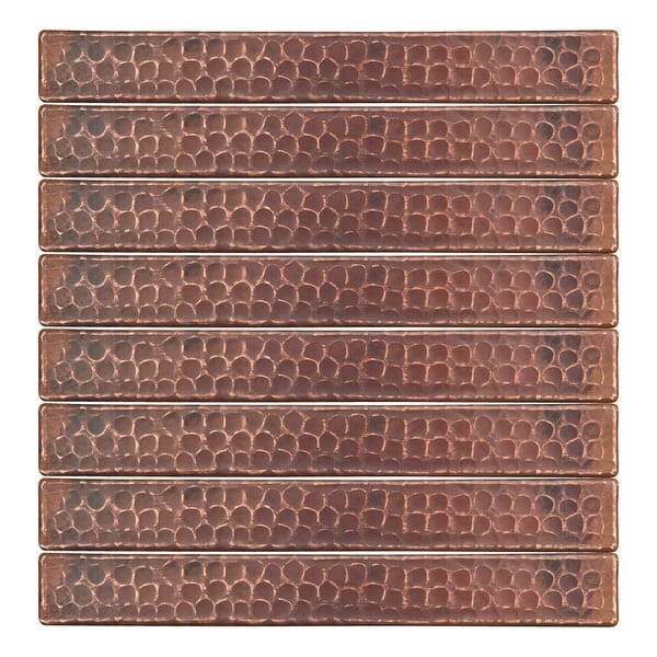 slide 2 of 6, 1" x 8" Hammered Copper Tile - Quantity 8 (T18DBH_PKG8)