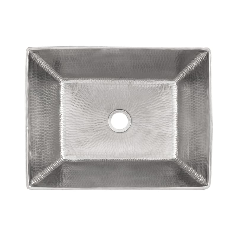 17-in Rectangle Wired Rim Vessel Hammered Copper Sink in Nickel (VREC17WEN)