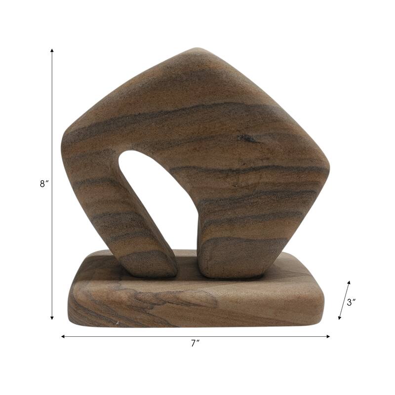 Sandstone Decorative Object Minimalist Statuary Home Decor - 7" Tan - 7.25"