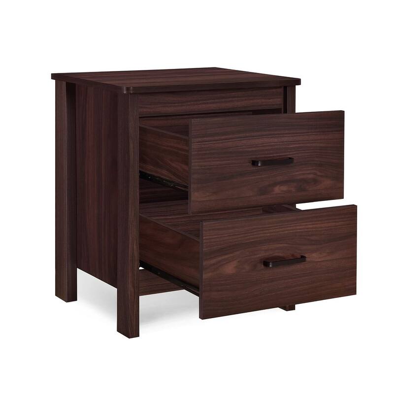 Modern Nightstand with 2 Drawers and Metal Handles by Christopher Knight Home