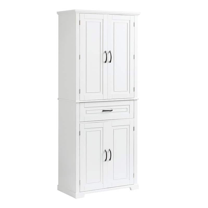 Bathroom Floor Cabinet, Freestanding Storage Cabinet with Doors and Drawer, Kitchen Cupboard with Adjustable Shelf