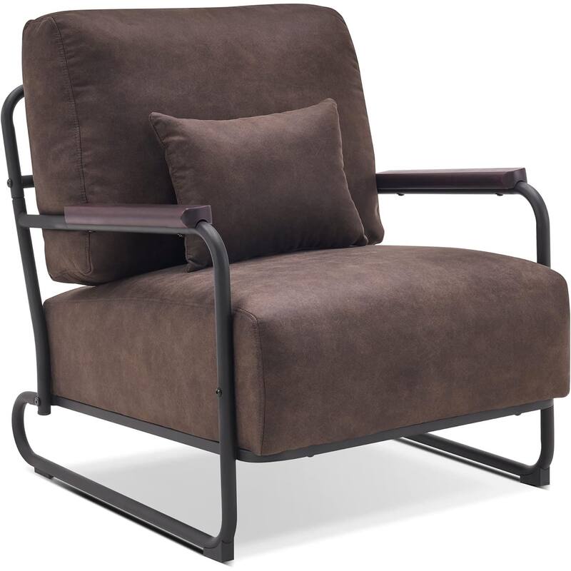 MCombo Modern Accent Armchair with Steel Legs, Leathaire fabric HQ102