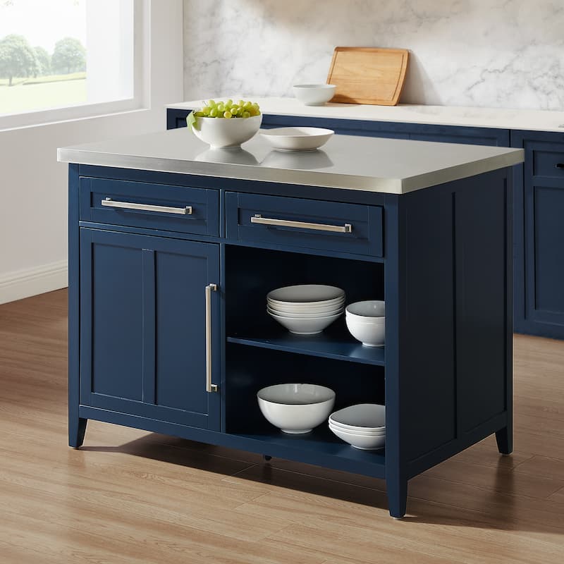 Crosley Silvia Stainless Steel Top Kitchen Island