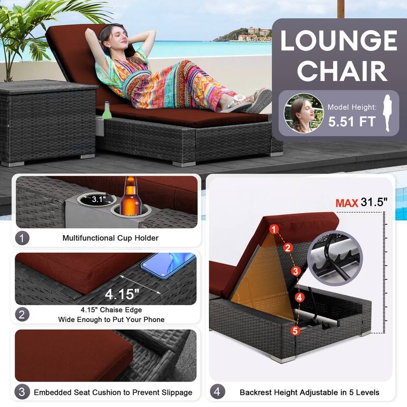 FINCATI 11 Pieces Patio Furniture Set Outdoor Sectional Sofa with Firepit Table