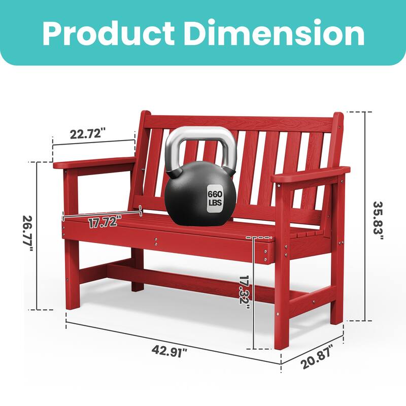 Outdoor 2-Person Garden Bench 42.92-in W x 35.83-in H